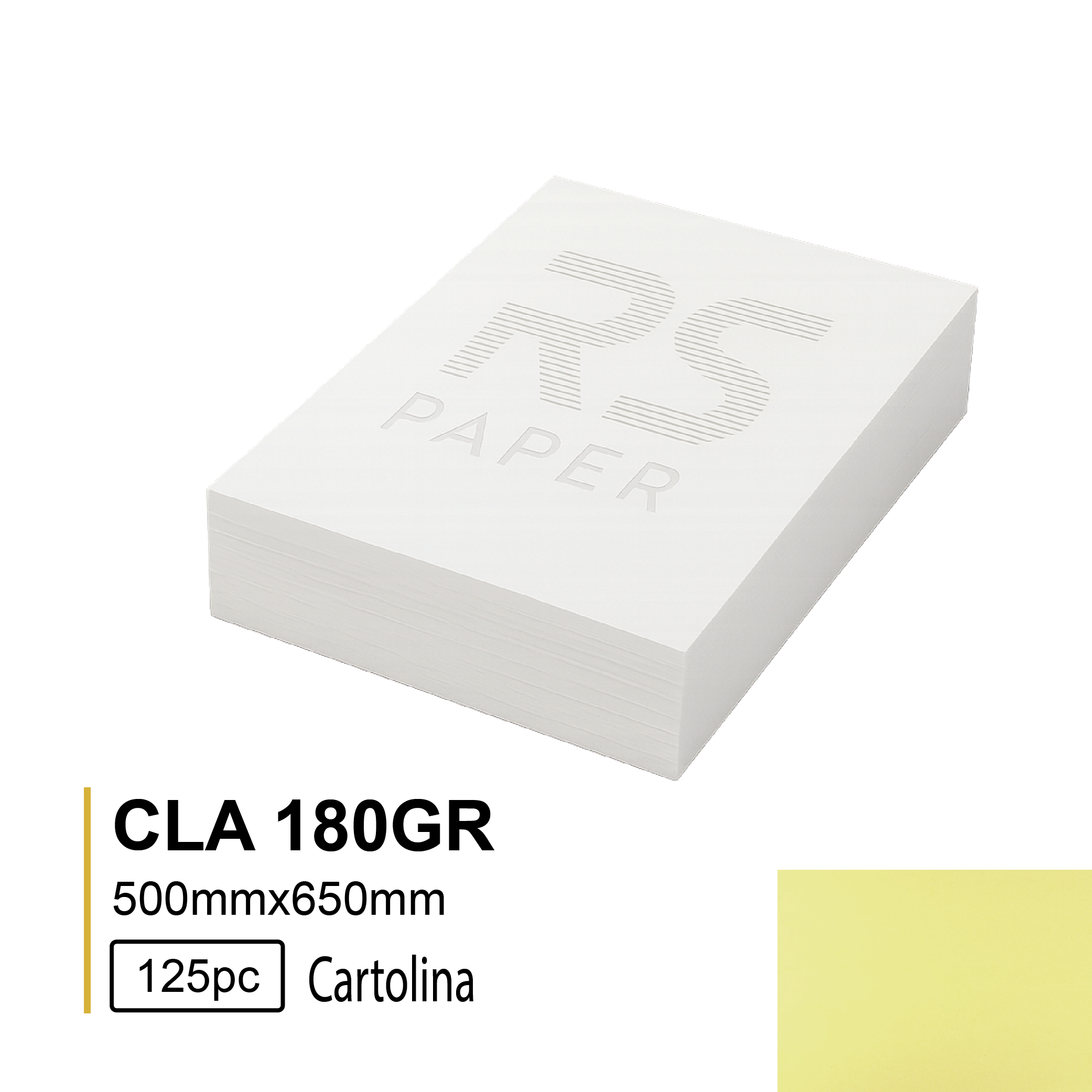 Cartolina CLA 180GR 50X65 Canário 4 - 125Folhas