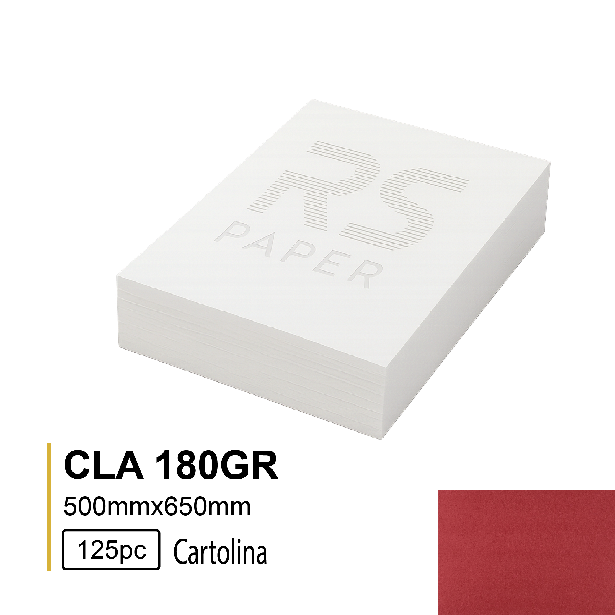 Cartolina CLA 180GR 50X65 Vermelho Fogo 8F - 125Folhas