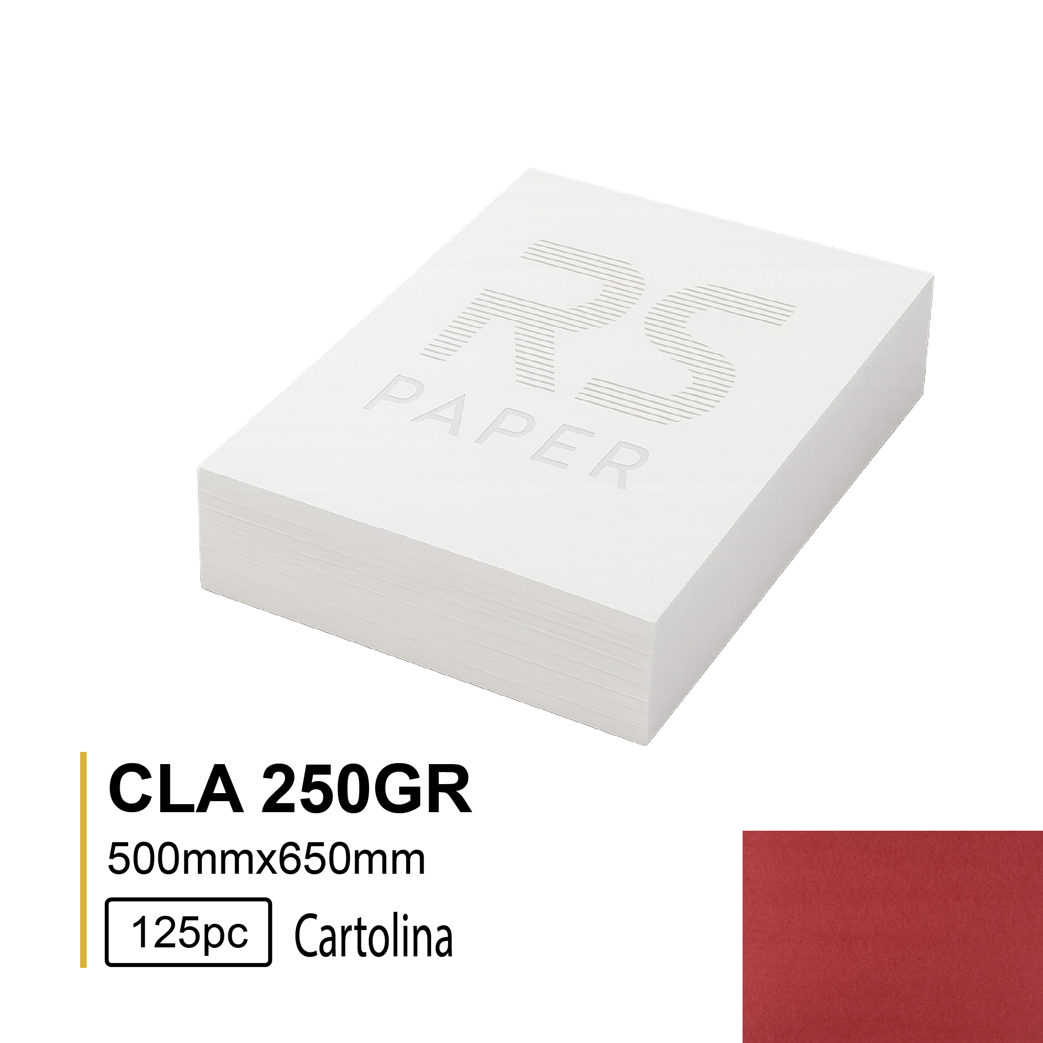 Cartolina CLA 250GR 50X65 Vermelho 8F  - 125Folhas