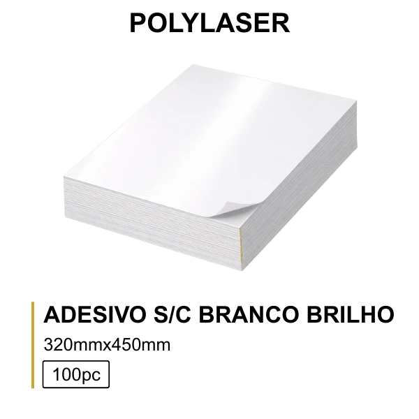 Polylaser Adesivo S/C 32X45 Branco Brilho -Mc 100 Folhas