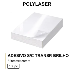 Polylaser Adesivo S/C 32X45 Transp. Brilho -Mc 100 Folhas