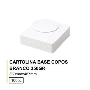 Cartolina Base Copos 350gr 33X48.7 Branco (100 Folhas)