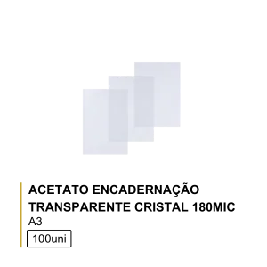 Acetato Encadernação A3 Transparente Cristal 180mic Cx100un