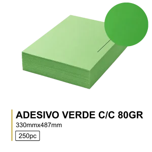 Papel Adesivo Cor Verde 80g 33x48,7cm C/C MC-250