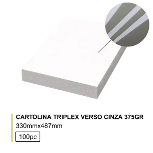 Cartolina Digital TRIPLEX 375GR 33X487 Verso Cinza- 100 Fls