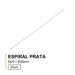 Espiral Prata 64/5:1 Ø38mm – 25 Unidades