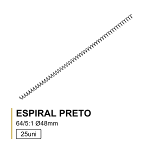 Espiral Preto 64/5:1 Ø48mm – 25 Unidades
