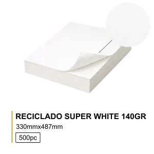 Papel Reciclado Super White 140Gr 33X48.7 (500Folhas)