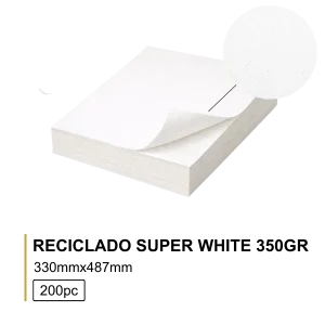 Papel Reciclado Super White 350Gr 33X488 (200Folhas)
