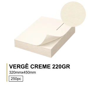 Papel Vergê 220g 32x45 Creme - 250 folhas