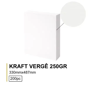 Papel Vergê 250Gr Branco - 200 Folhas/Pacote