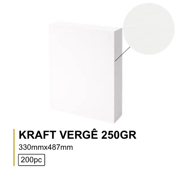 Papel Vergê 250Gr Branco - 200 Folhas/Pacote