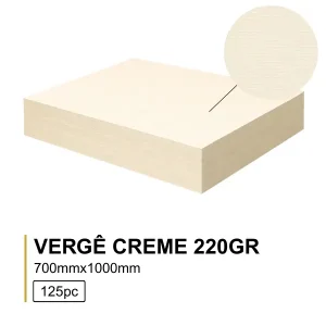 Papel Vergê 220GR 70x100 Creme (125 Folhas)
