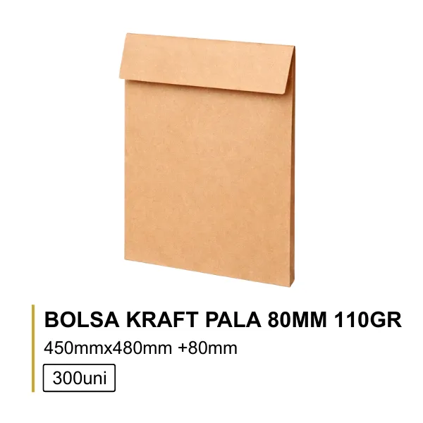 Bolsa Kraft 110g Pala 80mm 450x480+80 - 300unidades