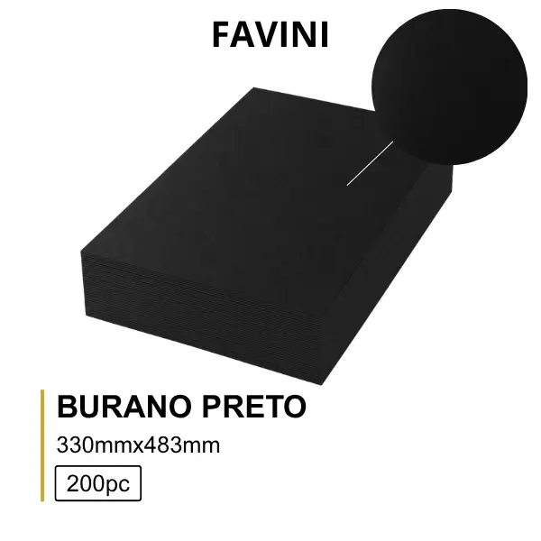 Digital Burano Favini 320Gr 33X48.3 Preto-Mc 200 Folhas