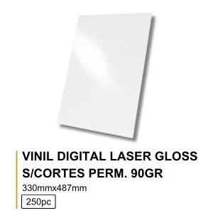 Vinil Digital Laser 90Gr 33x48.7 Gloss S/Corte Perm. - 250 Folhas/Pacote