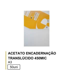 Acetato Encadernação A3 Translúcido 450mic Cx50un